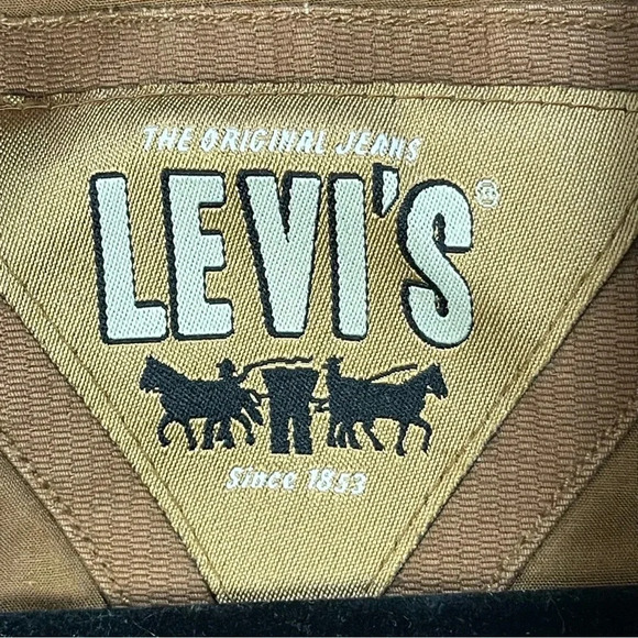 Vintage Levi’s Brown Kaki Tan Utility Jacket coat Men Size XL Pockets all over - Picture 9 of 13